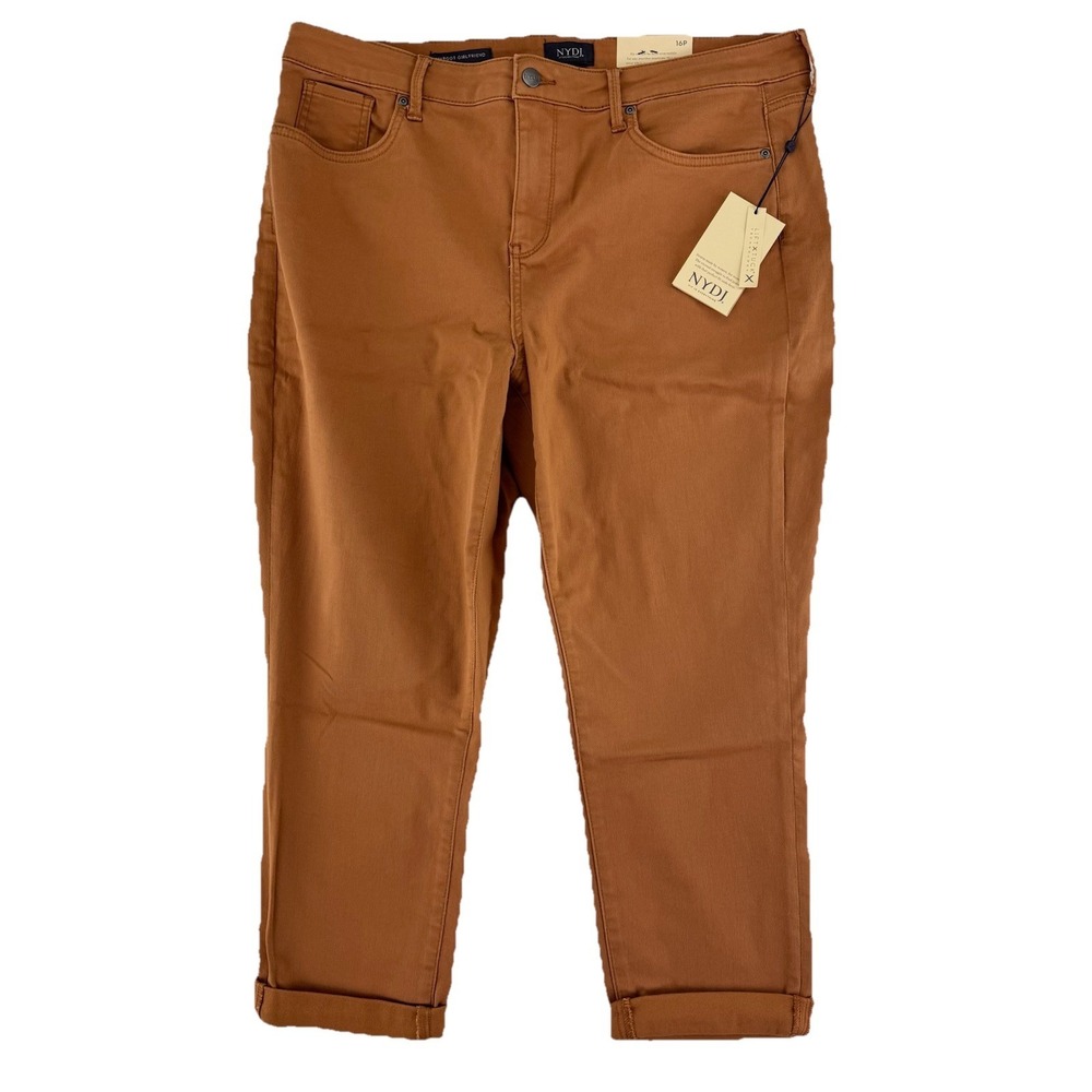 NYDJ Margot Girlfriend Jeans 16P Petite Rust Brown Cool Embrace Lift Tuck‎ Tech